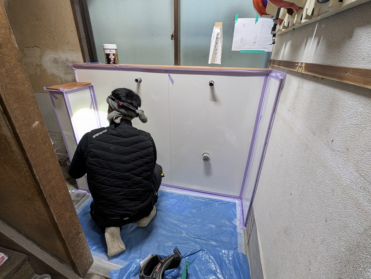 トイレ改修　雨漏れ　腰壁パネル　集合住宅　カワイ建築工房