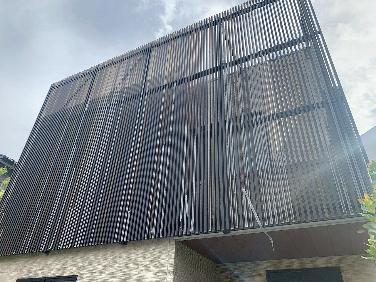 アルミ格子　シート剥がれ　補修　外壁塗装　知多市岡田