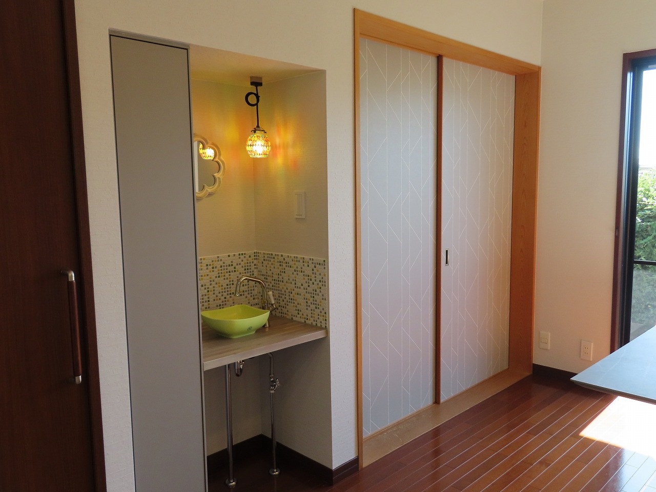 手洗いコーナー　リフォーム　襖　張替え　クロス　知多市　カワイ建築工房