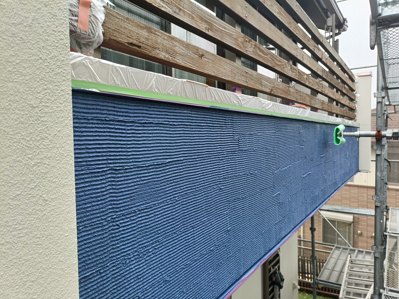 外壁塗装　アクセントカラー　青色　知多市