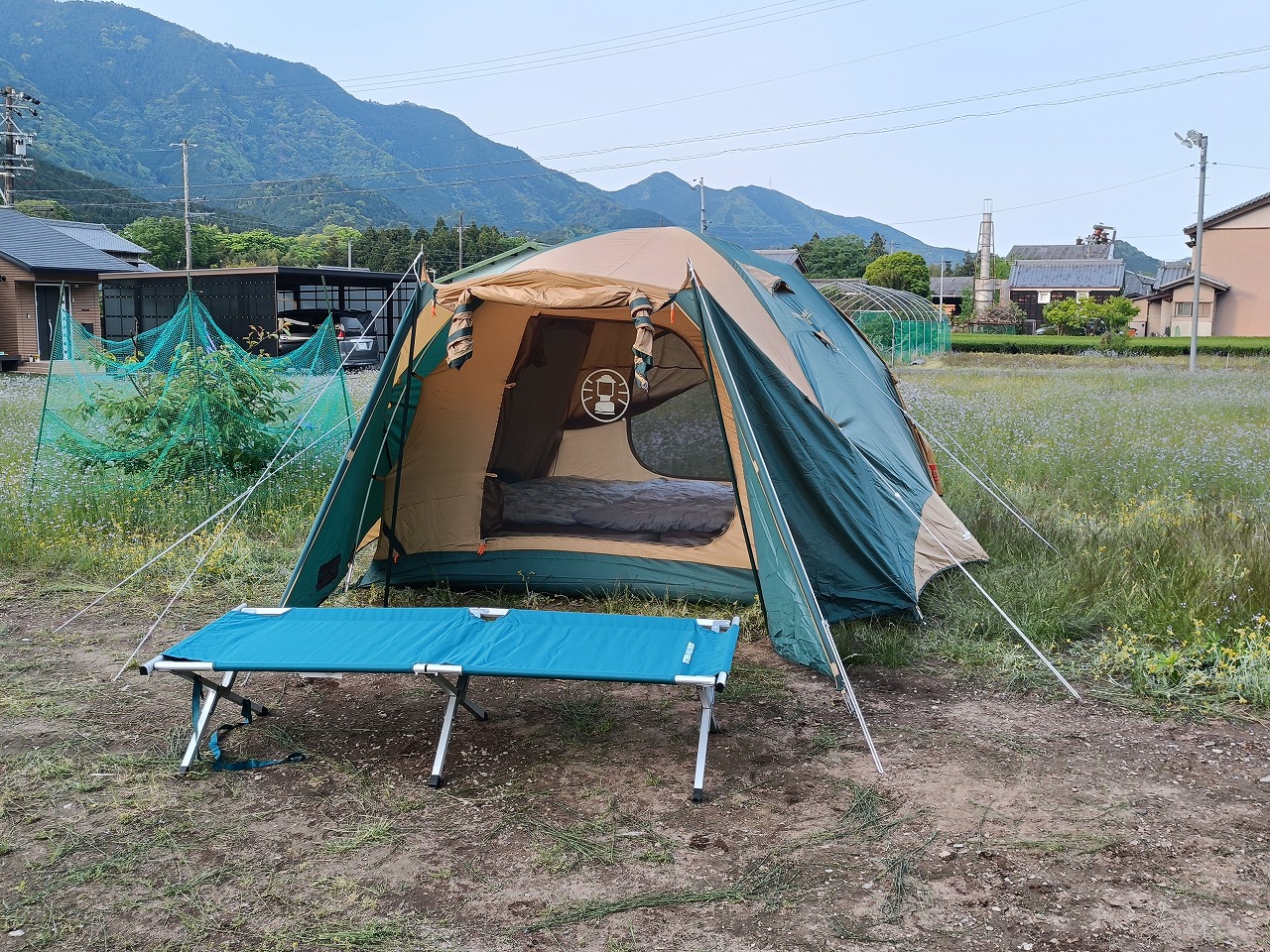 GW　実家帰省　畑でテント張り　キャンプ　完成　三重県　カワイ建築工房