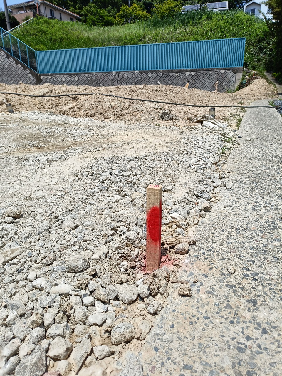 新築　木造住宅　確定測量　地縄張り　知多市　カワイ建築工房